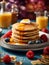 Delicious American pancakes, fluffy, golden-brown discs of breakfast heaven