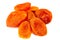 Delicious appetizing dried apricots on white background