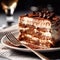 Delicious appetizing tiramisu cake with savoiardi sticks and coffee cream. World famous dessert. Generative AI