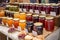 delicious array of homemade preserves on display at market stand