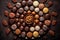 Delicious Assortment of Chocolate Pralines A Top View Treat. Generative AI