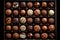 Delicious Assortment of Chocolate Pralines A Top View Treat. Generative AI