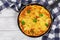 Delicious authentic spanish Tortilla in skillet