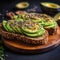 Delicious avocado toasts on whole wheat bread.