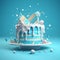 Delicious Azure Cake With Stunning 3d Render On Azure Background