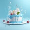 Delicious Azure Cake With Stunning 3d Render On Azure Background