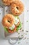 Delicious bagel for quick and fresh lunch