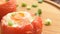 Delicious baked stuffed tomatoes with eggs and vegetables