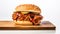 Delicious Barbecue Pulled Pork Sandwich On Wooden Board