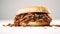 Delicious Bbq Pulled Pork Sandwich On A White Background