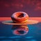 Delicious beautiful donut lies on bright background, Ai generated