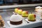 Delicious and beautiful gourmet dessert in a patisserie