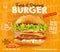 Delicious beef burger, food menu banner social media post