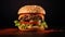 Delicious Beef Burger on Minimalistic Background AI Generated