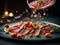 Delicious beef carpaccio, elegant dish, perfect for a special occasion or light meal. Cinematic ads