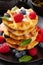 Delicious belgian waffles with summer berries