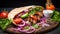 Delicious Berliner Kebab With Special Bread, With Grilled Lamb Slices, Served in a Soft Pita Bread, Turkish Kebab with Vegetables