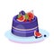 Delicious Berry Cake Cartoon Vector Illustration