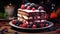 Delicious Berry Cake on a Plate AI Generated