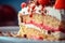 Delicious berry cake slice on plate beautiful tasty yummy dish sweet dessert cake dressing decorated party birthday