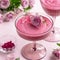 Delicious berry mousse in glass, festive dessert for Valentines day