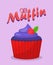 Delicious Berry Muffin Cartoon Vector Illustration