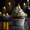 Delicious Birthday Banana Cupcake with Handcrafted Frosting - Generative AI
