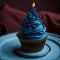 Delicious Birthday Blue Cupcake with Handcrafted Frosting - Generative AI