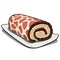 Delicious biscuit swiss roll with cream with a texture in the form of spots of a giraffe isolated on a white background
