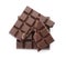 Delicious black chocolate on white background top view