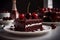 Delicious black Forest chocolate cake slice with cream