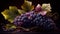 Delicious Black Grapes Bunch on Isolated Dark Background AI Generative