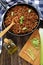 Delicious bolognese ragout in frying pan