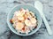 Delicious bowl of muesli with fruit and nuts