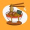 delicious bowl of ramen japanese food meal doodle illustration