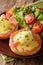 Delicious breakfast: eggs Benedict with salmon and hollandaise s