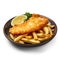Delicious British Fish and Chips on a Plate High Resolution Image .