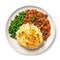 Delicious British Shepherd\\\'s Pie with Mashed Potatoes on a Plate.