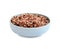 Delicious brown rice in bowl isolated