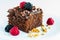 Delicious brownie with silvestre fruits.