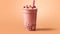 Delicious Bubble Punch Milkshake With Raspberries And Straw