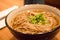 Delicious buckwheat noodles in a bowl