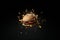 Delicious burger exploding in front of the camera with floating ingredients on black background illustration generative