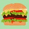 Delicious Burger green background