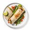 Delicious Burrito Dish With Roasted Tilapia Steak And Asparagus