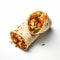 Delicious Burrito With Meat And Vegetables On A White Background
