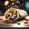 delicious burrito is a warm, flour tortilla filled with savory ingredients like seasoned meat