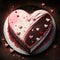 Delicious cake with decorations and hearts - generative AI