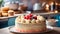 Delicious cake in a modern kitchen, joyful atmosphere, festive atmosphere and Happy Birthday, original cake recipes,