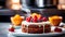 Delicious cake in a modern kitchen, joyful atmosphere, festive atmosphere and Happy Birthday, original cake recipes,